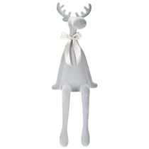Product Decorative flocked elk figurine with bow, shelf sitter, 80cm