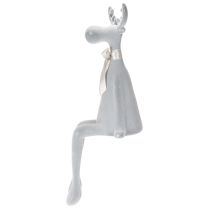 Product Decorative flocked elk figurine with bow, shelf sitter, 80cm