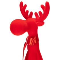 Product Decorative elk figurine with bow, sitting, flocked shelf sitter, 54cm