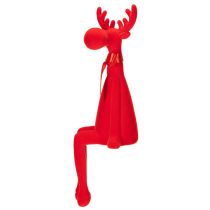 Product Decorative elk figurine with bow, sitting, flocked shelf sitter, 54cm