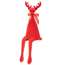 Product Decorative moose figurine, flocked shelf sitter with bow, 80cm