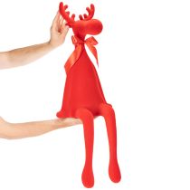 Product Decorative moose figurine, flocked shelf sitter with bow, 80cm