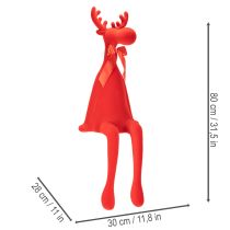 Product Decorative moose figurine, flocked shelf sitter with bow, 80cm