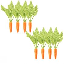Product Carrot Decoration Carrots Flocked Orange Green H23cm 8 Pcs