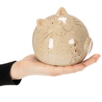 Product Ceramic cat decorative figurine, round design for living room or bedroom, 13cm