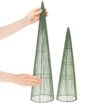 Product Metal flower cones, green, for floral arrangements, 62cm, 2 pieces