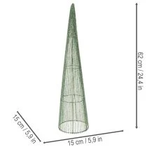 Product Metal flower cones, green, for floral arrangements, 62cm, 2 pieces