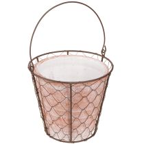 Product Ceramic flower pot basket handle metal brown Ø18cm