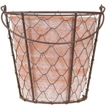 Product Ceramic flower pot basket handle metal brown Ø18cm