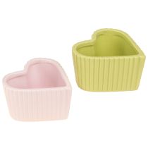 Product Ceramic Decoration Hearts Pastel Green Pink 11×10×6cm 4 pcs