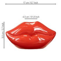 Product Ceramic vase red kiss mouth decorative vase 17×8.5×9cm
