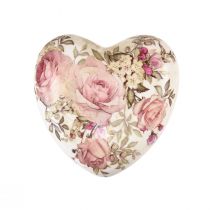 Product Ceramic decorative heart with roses earthenware for the table 10.5cm