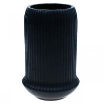 Ceramic vase with grooves Black ceramic vase Ø13cm H20cm