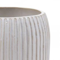 Ceramic vase with grooves White ceramic vase Ø13cm H20cm