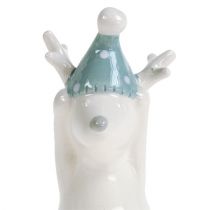 Ceramic figure reindeer 11cm, 12cm white 2pcs