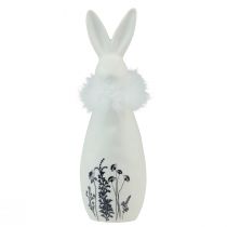 Product Ceramic bunny white rabbits decorative feathers flowers Ø6cm H20.5cm