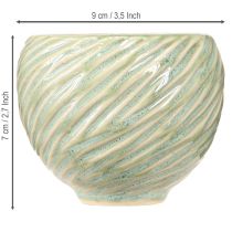 Product Ceramic bowls in green spiral design Ø9cm H7cm 4pcs