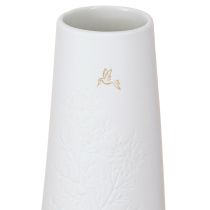 Product Ceramic vase in white and gold with bird decoration, Ø6.5cm, H19cm, 2 pieces