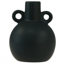 Product Ceramic vase mini vase black handle ceramic Ø8.5cm H12cm