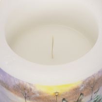 Product Pillar candle winter landscape with donkey and dog motif 10cm