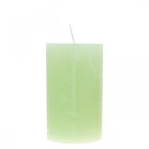 Product Lime green pillar candles, colored throughout, 60x100mm, wedding decoration, spring decoration, set of 4
