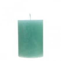 Pillar candles colored green 70 × 100mm 4pcs