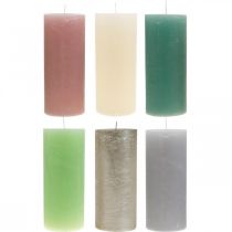Pillar candles colored through different colors 85 × 200mm 2pcs