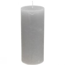 Product Elegant pillar candles, light grey, solid colour, 85×200mm, long burning time, set of 2