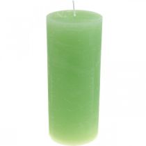 Product Pillar candles dyed light green 85 × 200mm 2pcs