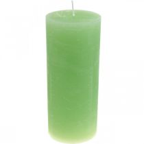 Product Set of 2 solid-colored pillar candles, lime green, 85×200mm, long burning time