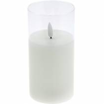 LED candle in glass real wax white Ø7.5cm H10cm