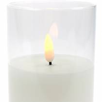 LED candle in glass real wax white Ø7.5cm H10cm