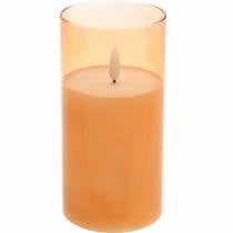 LED candle in a glass real wax orange Ø7.5cm H10cm