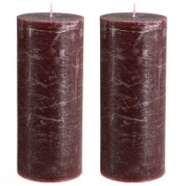 Product Luxury Burgundy Pillar Candles, Set of 2, Solid Color, 85x200mm, for Romantic &amp; Decorative Use