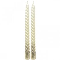 Taper candles twisted candles spiral candles cream 24cm 2pcs