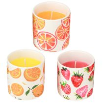 Product Candles Outdoor Ceramic Pot Citronella Fruit H7cm 3pcs