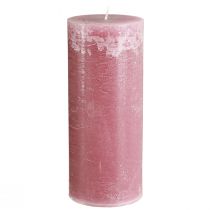 Product Pink pillar candles, antique rose marble look, 85×200mm, set of 2, for decoration &amp; gift
