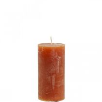Product Rustic reddish-brown dyed pillar candles 50×100mm 4-piece set