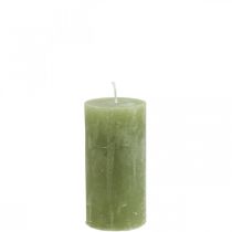 Product Olive green pillar candles 50×100mm Set of 4 Decorative solid-colored
