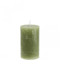 Product Solid-color olive green pillar candles 60×100mm, set of 4, country style, boho, Advent