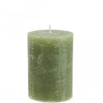 Product Solid-colored olive green pillar candles, 85x120mm, 2 pieces, for Advent wreaths and table decorations