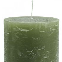 Product Solid colored candles olive green pillar candles 85×150mm 2pcs