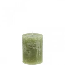 Product Solid-colored olive green pillar candles 60×80mm, pack of 4, for decoration &amp; Advent