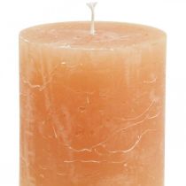 Product Solid-color candles, orange peach pillar candles, 70x80mm, set of 4, decorative trendy color