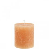 Product Solid-color candles, orange peach pillar candles, 70x80mm, set of 4, decorative trendy color