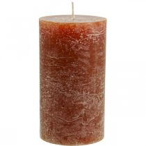 Product Rustic pillar candles, reddish-brown, solid color, 85x150mm, set of 2 - long burning time for table decorations &amp; festivities
