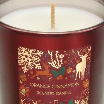 Scented Christmas candle orange, cinnamon candle glass red Ø7 / H8cm