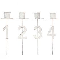 Product Advent candle holder with thorn and numbers white H11cm 4 pcs