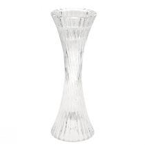 Product Candle holder glass clear stick candle holder grooves H20cm 2pcs