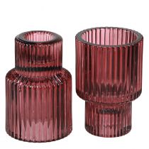 Product Candle holder glass candle holder in Berry H8cm 4 pcs